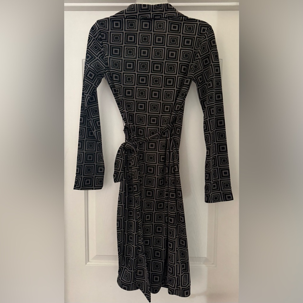 Express Geometric Patterned Wrap Black Dress - image 3